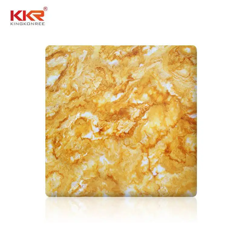 Hot Selling New Design Color Acrylic Stone Yellow Translucent Solid Surface Sheet KKR-A108 1