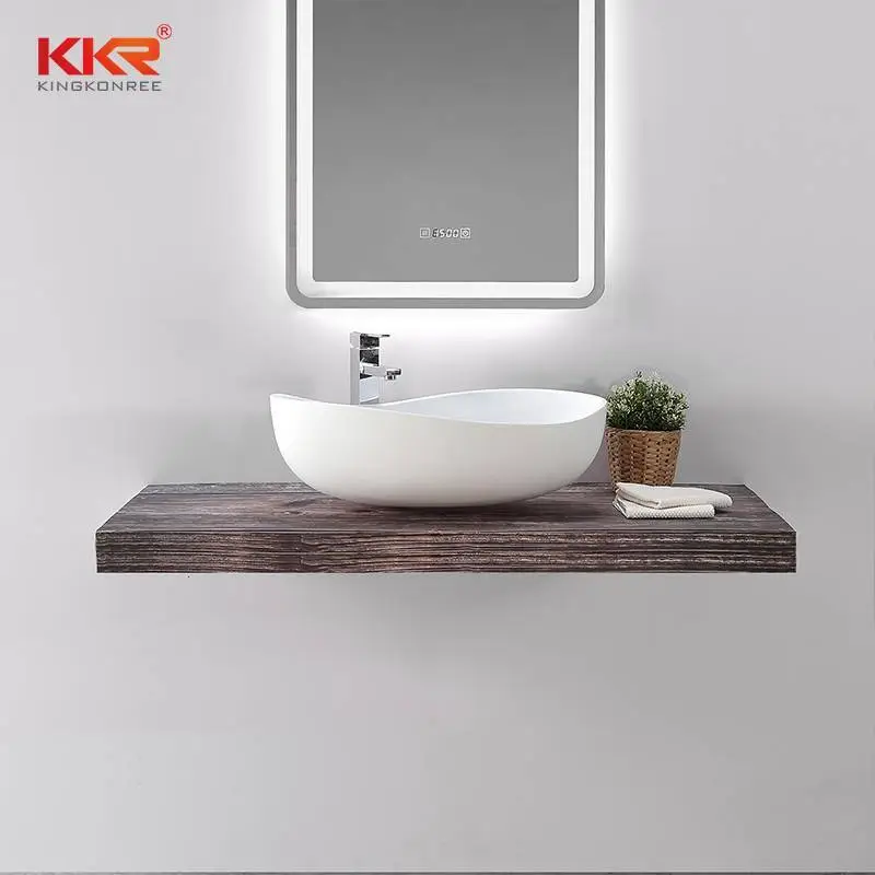 Lavatório de bancada de superfície sólida em acrílico com design especial 1