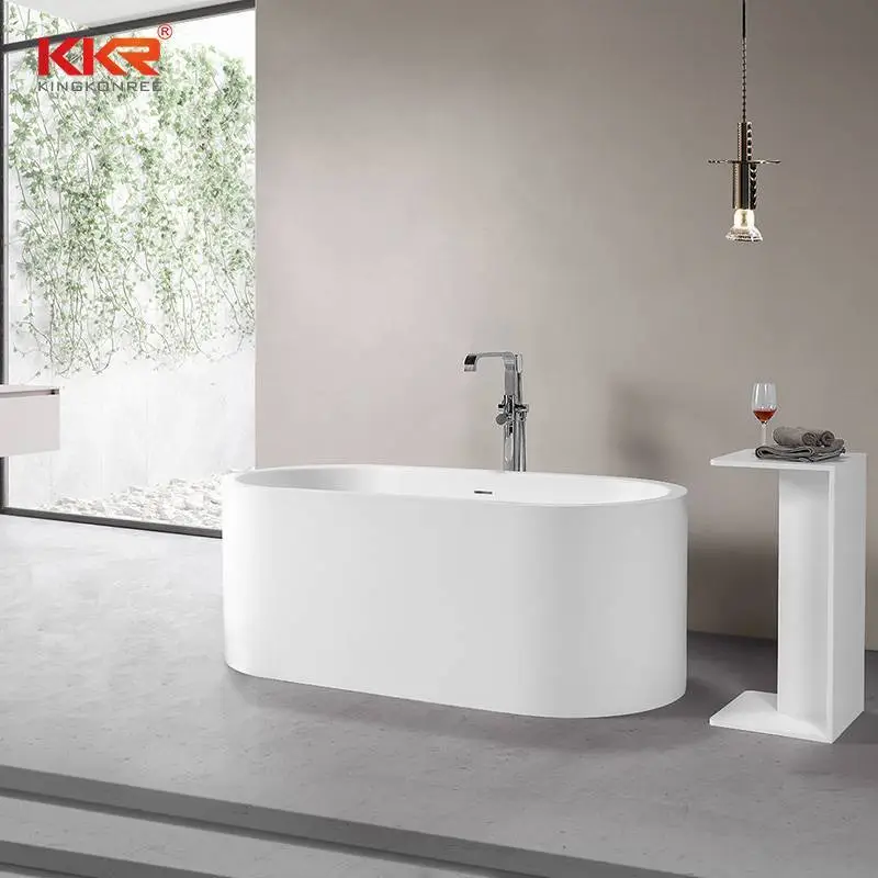 Elegante vasca da bagno indipendente in superficie solida acrilica in pietra artificiale 1