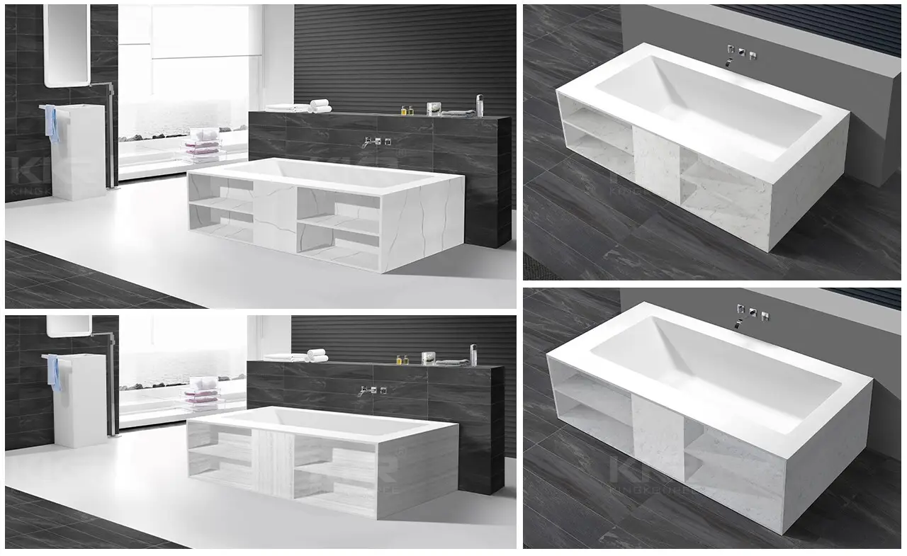 white resin stone bathtub custom for hotel 8