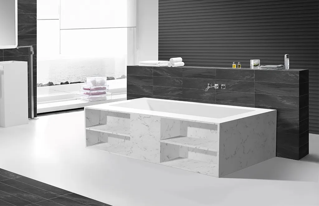 white resin stone bathtub custom for hotel 2