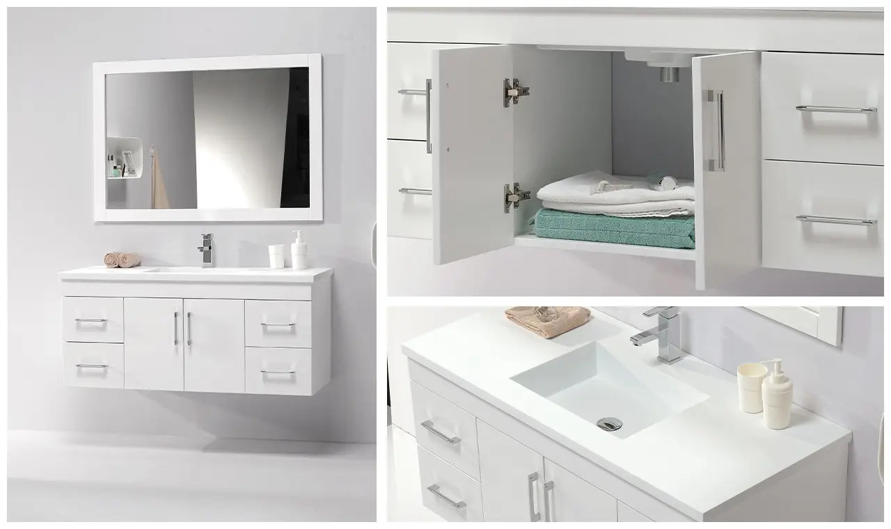 KingKonree approved floating bathroom cabinet factory for hotel 4