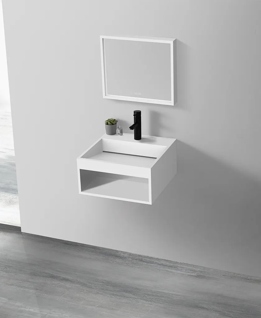 KingKonree square wall hung basin with towel rail sink for hotel 2