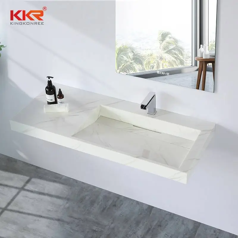 Fabricated Solid Surface Bathroom Vanity Sinks KKR-M8818-2 1