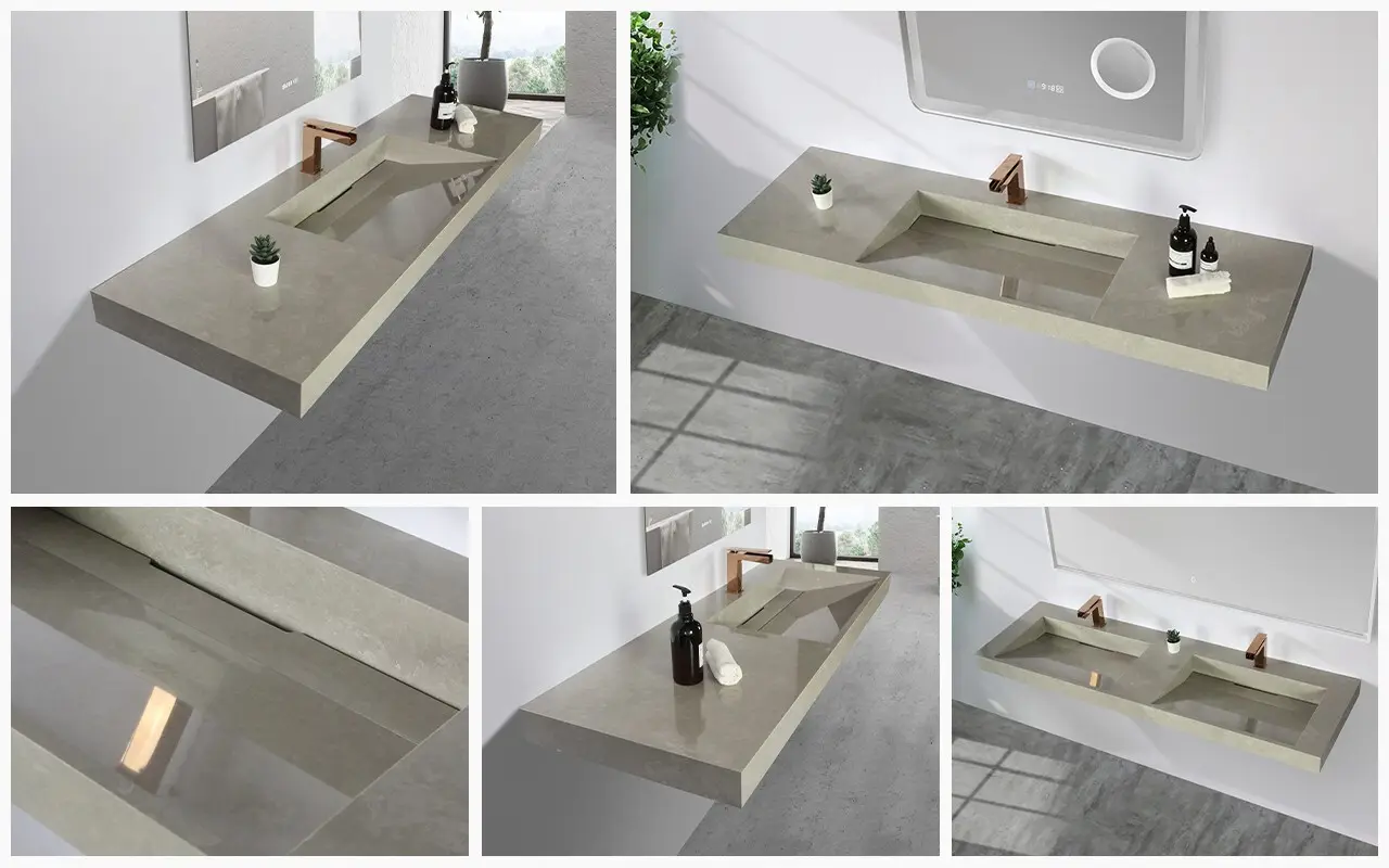 KingKonree 6mm modern wall hung basin customized for hotel 3