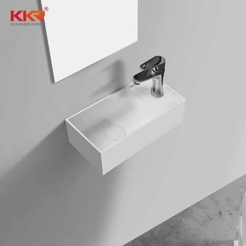 White Bathroom Resin Stone Wall Hung Basin For Sale KKR-1108 1