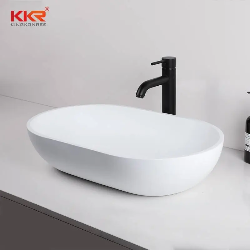 Lavabo da appoggio per bagno in superficie solida dal design moderno KKR-1004 1
