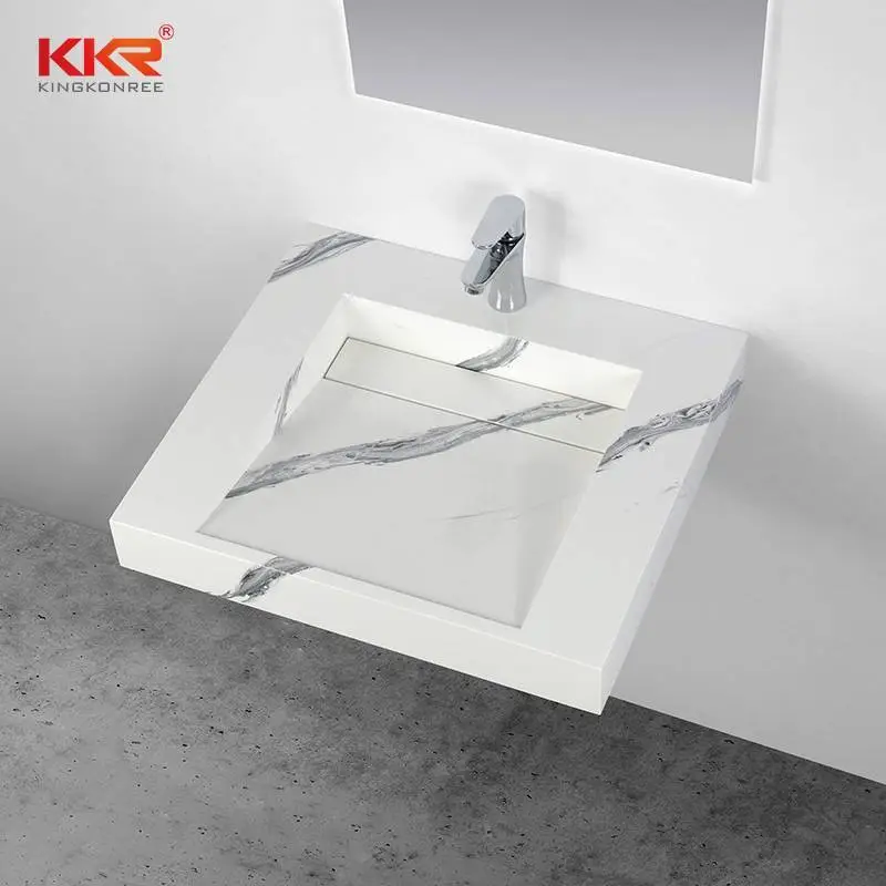Lavabo de salle de bain mural rectangulaire à surface solide KKR-USVS-24-M8819 1