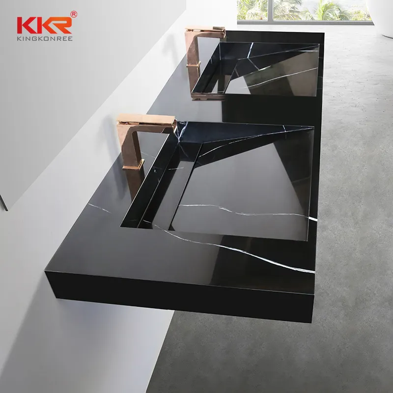 KingKonree square modern wall hung sink sink for hotel 1