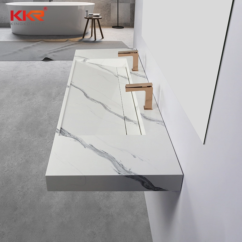 Hotel Modern Poly Marble Stone Basin Solid Surface Rectangle Vessel Sink KKR-USVS-72 - M8819 1