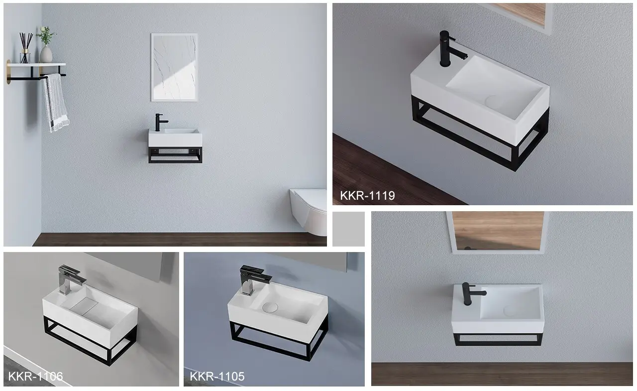 KingKonree wall mounted basin with towel rail supplier for bathroom 4