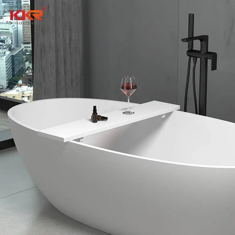 New Customize Hotel Artificial Acrylic Stone Tub Tray Luxury White Bathroom Bath Caddy Tray 1