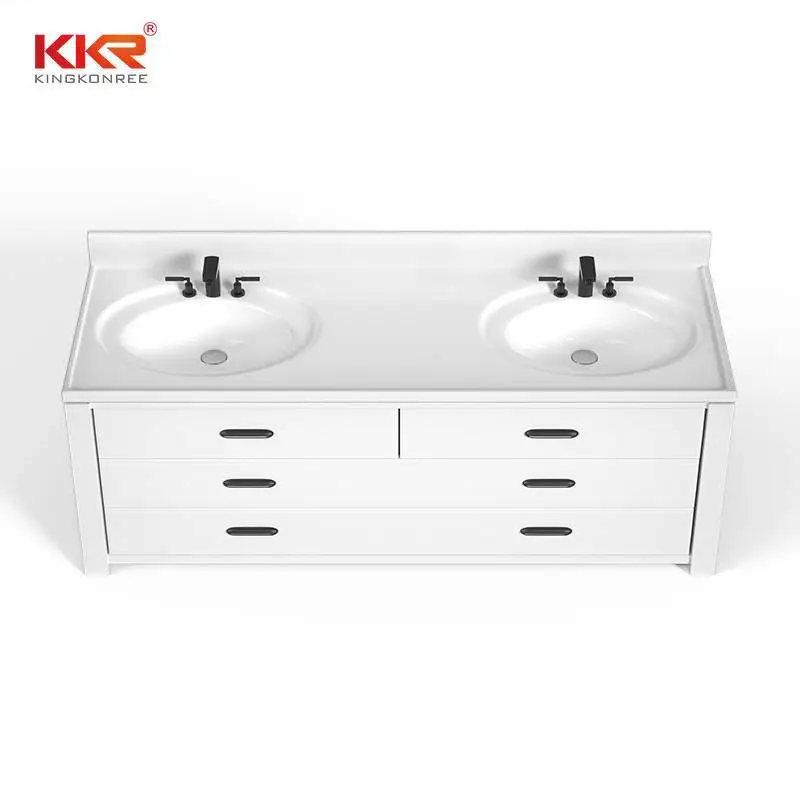 Cabinet Solid Surface Double Sink Bathroom Vanity 1