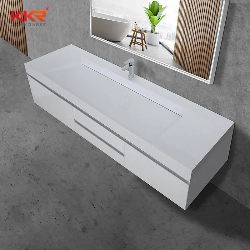 Moderner Hotel-Hängewasserdichter Spiegel-Waschbecken-Waschtisch-Badezimmerschrank 1
