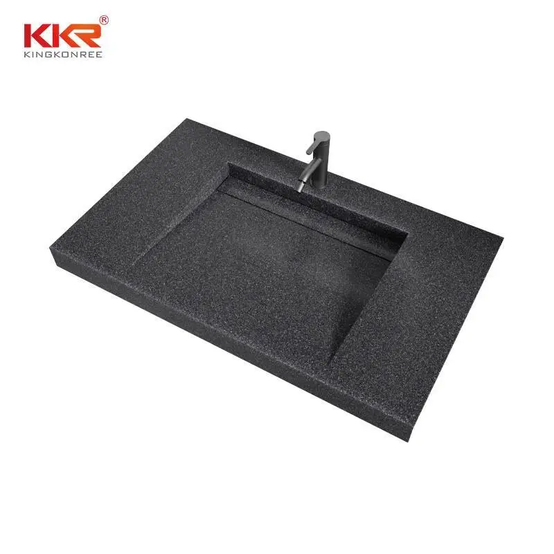 Lavabo de lujo único de color terrazo de superficie sólida de resina de piedra 1