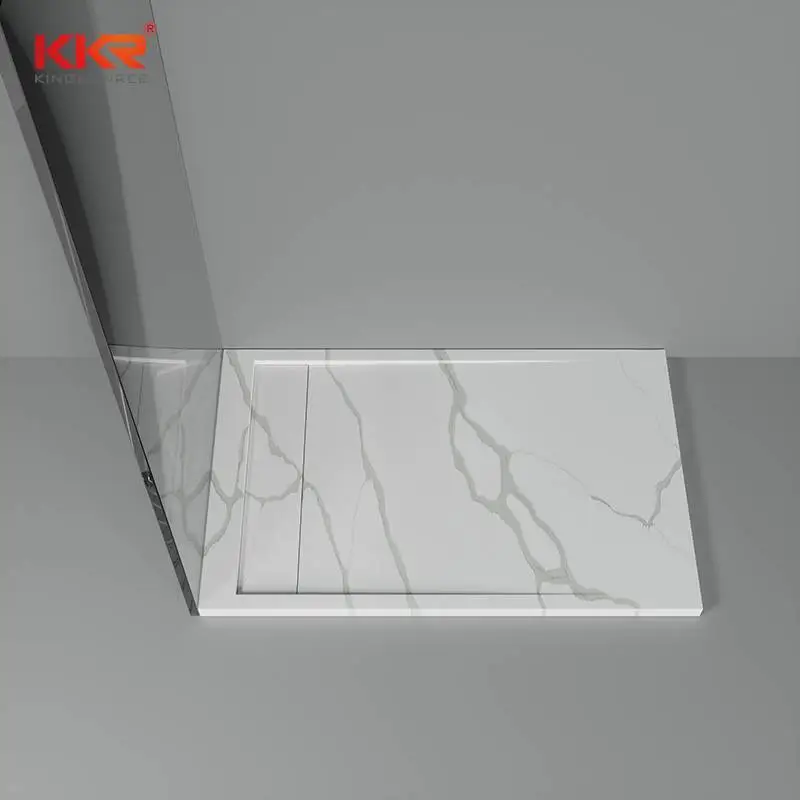 Base de chuveiro de pedra de superfície sólida de cor de textura de mármore exclusiva KKR 1