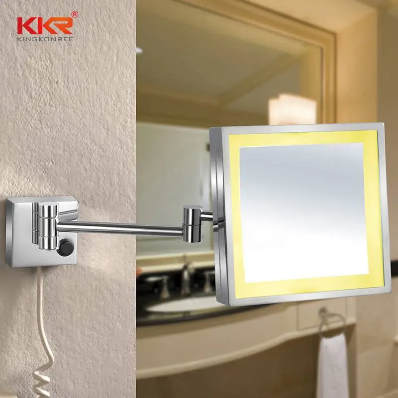 An der Wand montierte LED-beleuchtete Schminkspiegel, Badezimmerdekoration, faltbarer Kosmetikspiegel 1