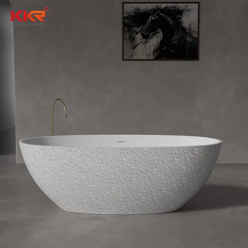 Baignoires blanches de trempage de sens de texture en béton KKR-B003 1