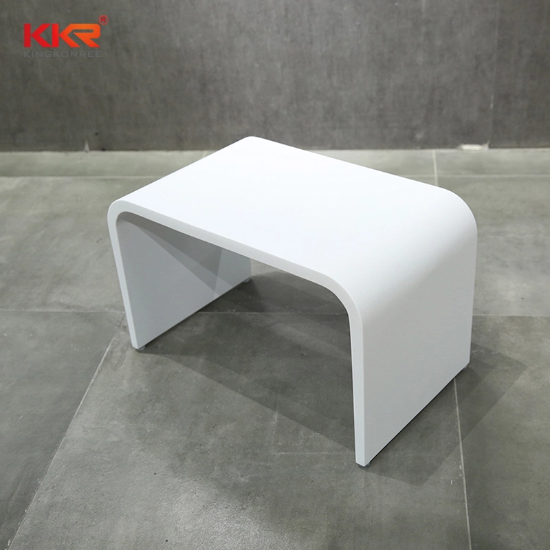 Hocker aus Acrylsteinharz, Badezimmerhocker aus weißem Marmor, KKR-Stool-O 1