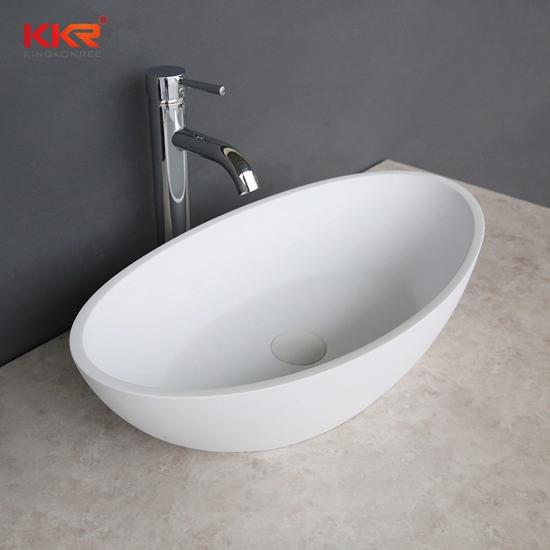 Moderno Oval Branco Banheiro Forma de Ovo Mesa Lavatório Lavatório Pia de Vaso de Banheiro KKR-2118 1