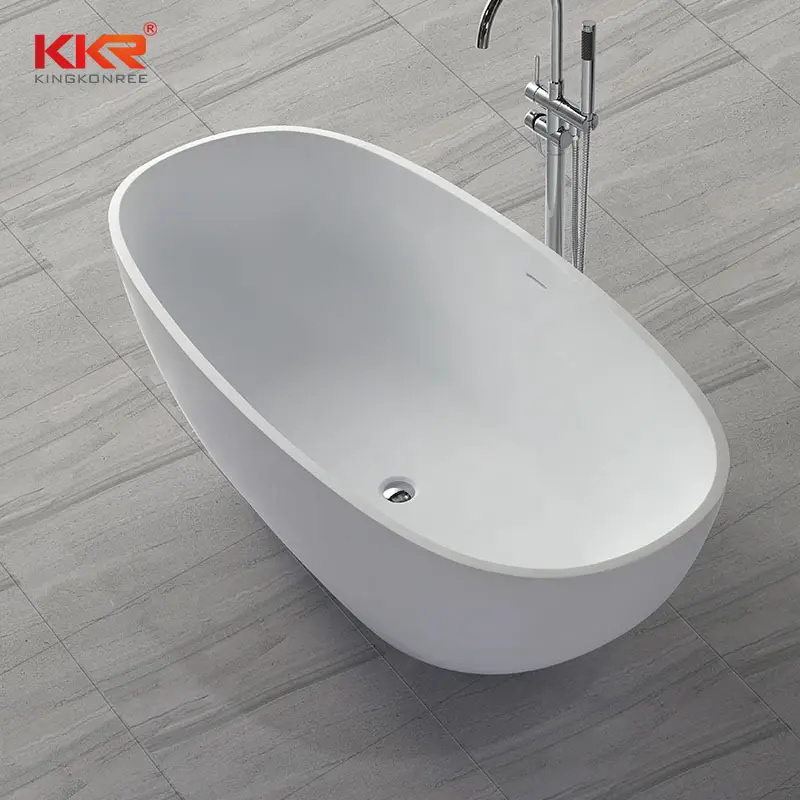 KingKonree Hot Selling Acrylic Solid Surface Bathtub With Modern Design KKR-B008 Solid Surface Bathtub image30