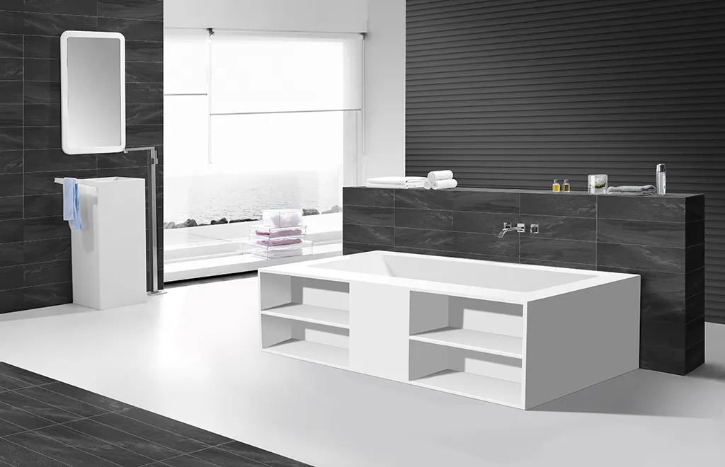 Wholesale modern white solid surface bathtub KingKonree Brand 2