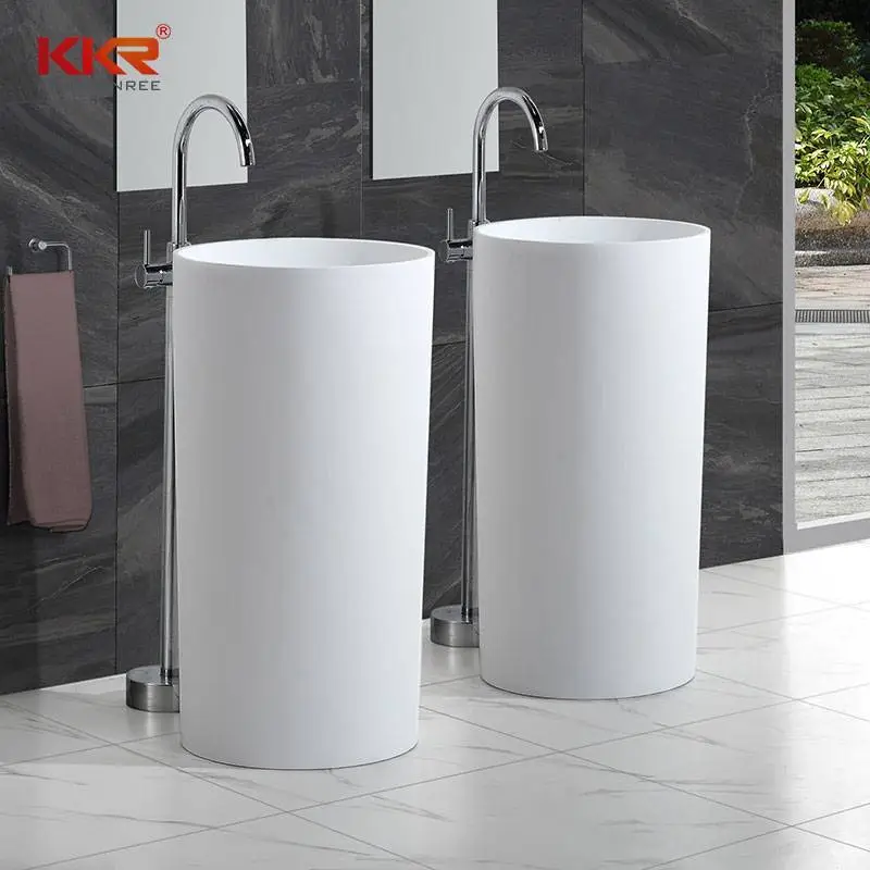 Bacia autônoma de superfície sólida de mármore artificial de pedra de resina acrílica de diâmetro de 450 mm KKR-1381 1