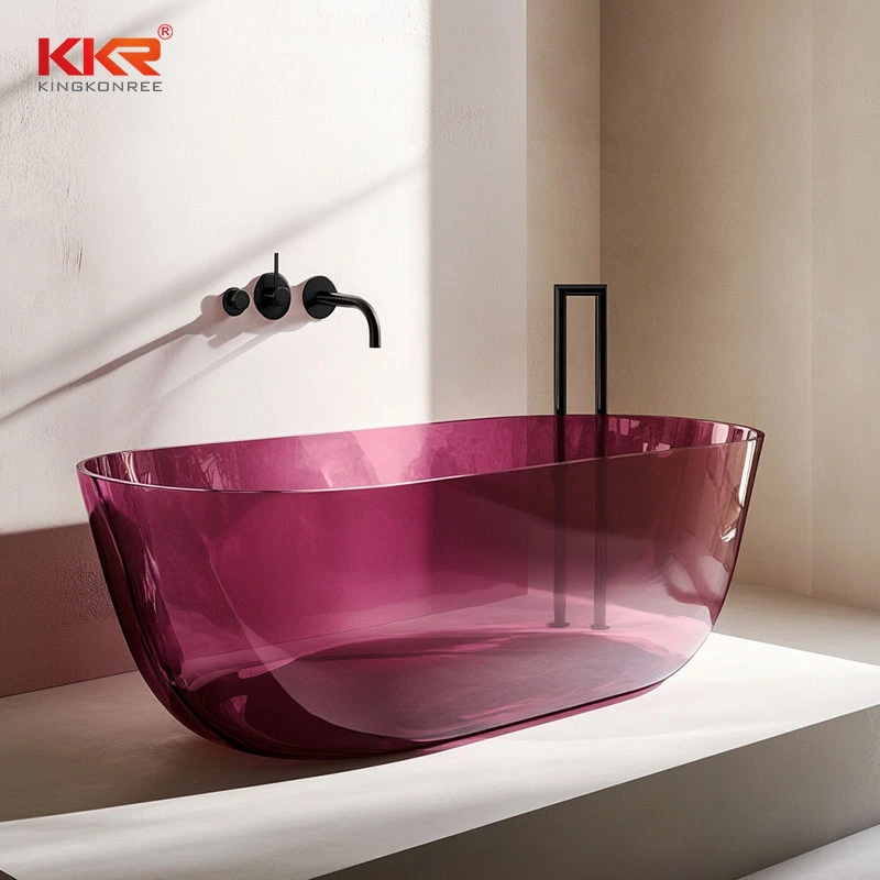 Modern Tub Transparent Bathtub Clear Resin Bath Tub for Hotels Freestanding Luxury Bath Tub With Soaking Function B003 1