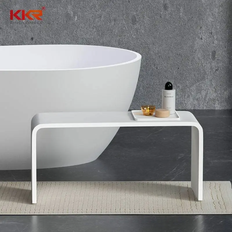 Banqueta de chuveiro de superfície sólida branca fosca Kingkonree Banqueta de banheiro KKR-Stool-l 1