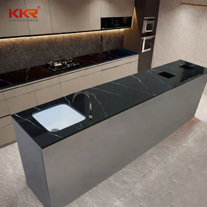 Armoires de cuisine de haute qualité sans silice et comptoirs de cuisine personnalisés KKR-M8858-B 1