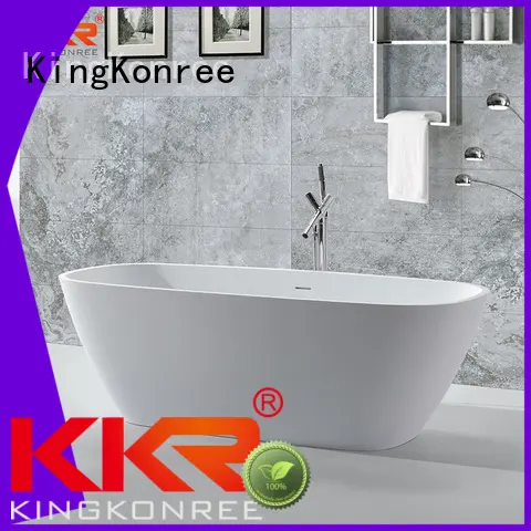 KingKonree Brand outside freestand oval Solid Surface Freestanding Bathtub shelves 1