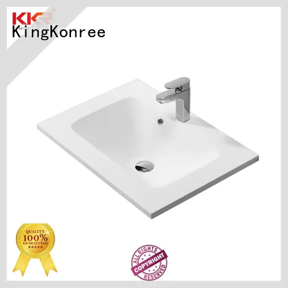KingKonree solid surface acrylic wash basin cabinet design for hotel 1