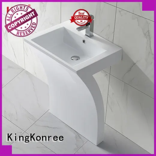 7 Shape unique design acrylic marble solid surface free standing wash basin KKR-1393 1
