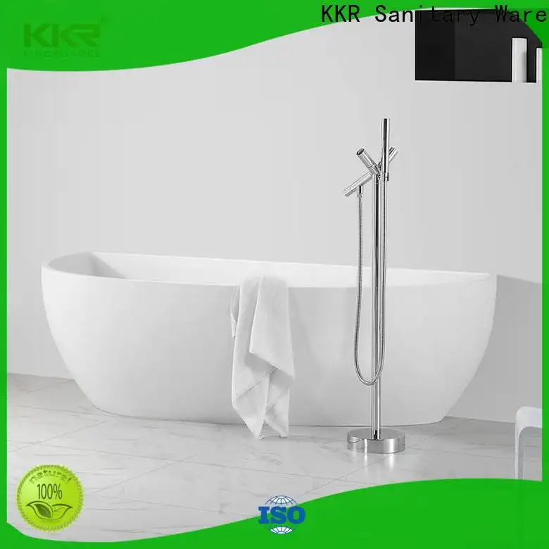 KingKonree white acrylic freestanding tub at discount for shower room 1