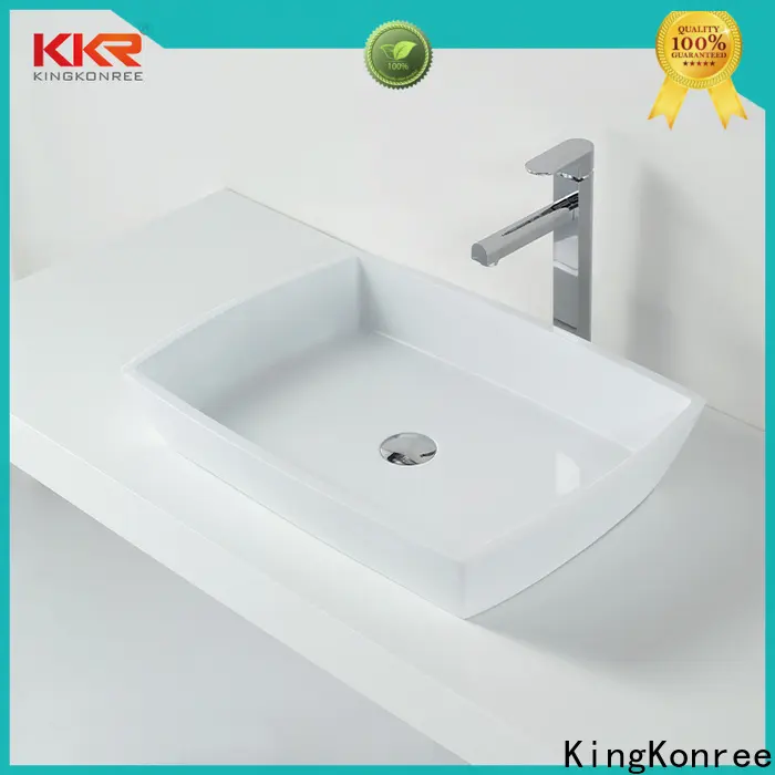 KingKonree white solid surface basin for wholesale for hotel 1