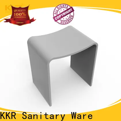 white teak shower stool customized for room 1
