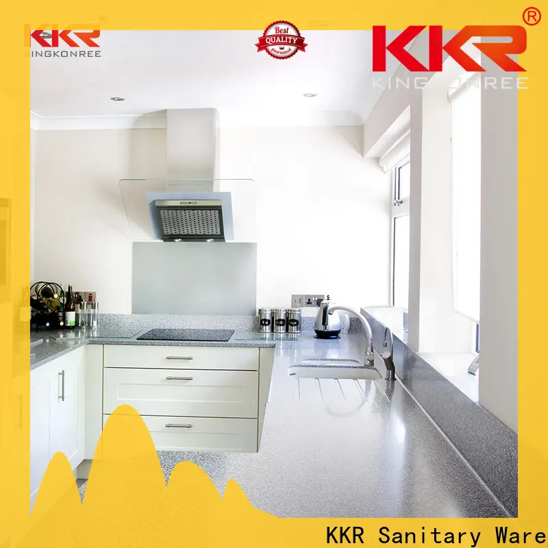 KingKonree faux white quartz solid laminate worktop manufacturer for kitchen 1