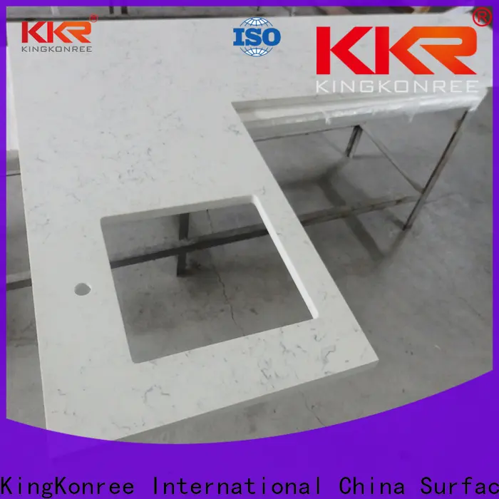 KingKonree square white quartz solid laminate worktop personalized for kitchen 1