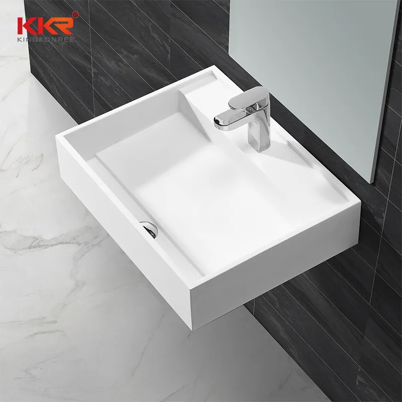 KingKonree brown solid surface wall hung basin supplier for toilet 1
