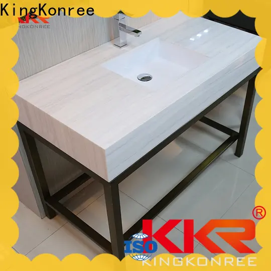 KingKonree artificial white quartz vanity top manufacturer for bathroom 1