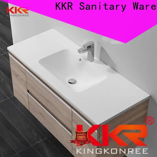 KingKonree solid surface pedestal basin with storage design for motel 1