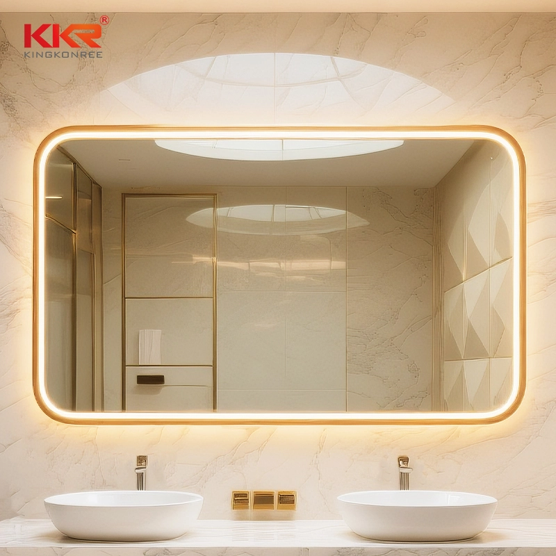 Espejo de baño LED LED Luxury Gold Metal Edge LED LED 1