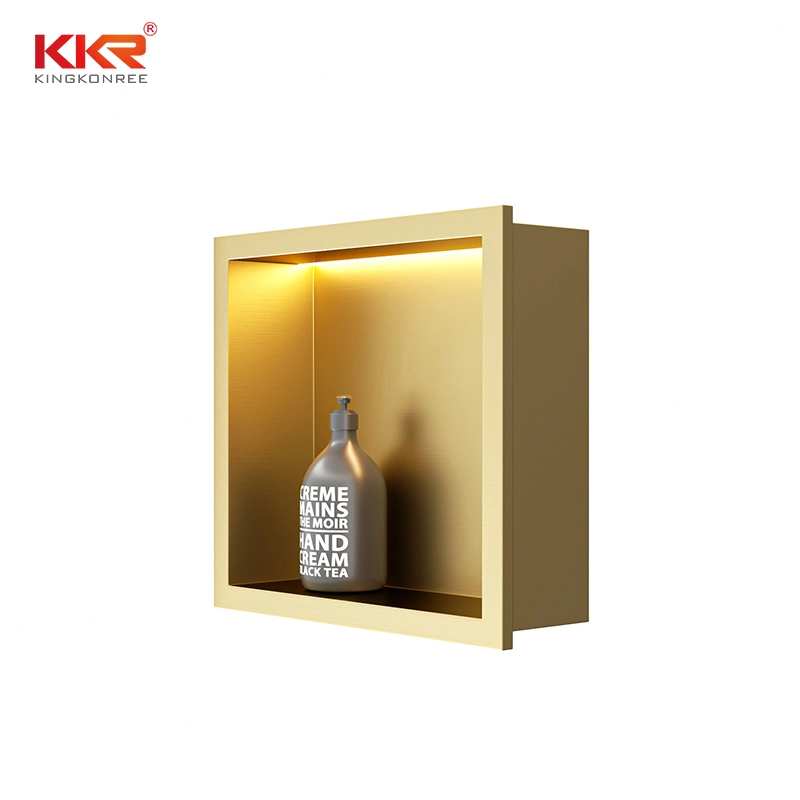 Custom Size and Matt Gold Color Led Strip Wall Niche Stainless Steel 304 shower Niche 1
