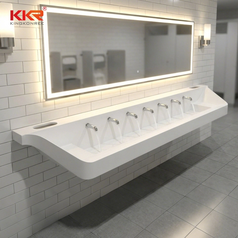 Commercial ADA Trough Sink for Schools & Public Buildings Mold-Resistant Solid Surface Wash Basin 1